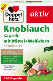 Doppelherz Knoblauch Mistel Weißdorn Vitamin B1 Kräuter-Komplex Kapseln 480 Stück – Bild 1 von 2