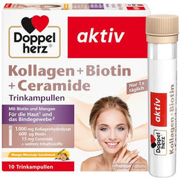 Doppelherz Kollagen Biotin Ceramide Ampullen Mango-Maracuja Geschmack 10 Stück – Bild 1 von 2