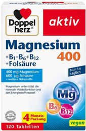Doppelherz Magnesium 400 mg mit B1, B6, B12 und Folsäure Tabletten für Sportler 120 Stück – Bild 1 von 3