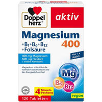 Produktbild von Doppelherz Magnesium 400 mg mit B1, B6, B12 und Folsäure Tabletten für Sportler 120 Stück