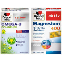 Produktbild von Doppelherz Magnesium 400 mit B-Komplex und Omega-3 Pflanzlich Tabletten Vegan für Sportler 180 Stück