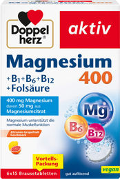 Doppelherz Magnesium 400 mit B-Vitaminen und Folsäure Brausetabletten 90 Stück – Bild 1 von 1