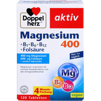 Produktbild von Doppelherz Magnesium 400 mit Vitamin B1 B6 B12 und Folsäure Tabletten 120 Stück
