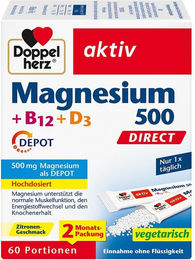 Doppelherz Magnesium 500 mg mit Vitamin B12 und Vitamin D3 Direct Depot Tabletten 60 Stück – Bild 1 von 3