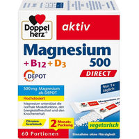 Produktbild von Doppelherz Magnesium 500 mg mit Vitamin B12 und Vitamin D3 Direct Depot Tabletten 60 Stück