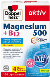 Doppelherz Magnesium 500 mit Vitamin B12 2-Phasen Depot Tabletten für Sportler 120 Stück – Bild 1 von 1
