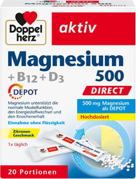 Doppelherz Magnesium 500 mit Vitamin B12 und Vitamin D3 Depot Direct Perlen gluten- und laktosefrei 20 Stück – Bild 1 von 3