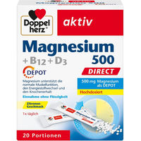 Produktbild von Doppelherz Magnesium 500 mit Vitamin B12 und Vitamin D3 Depot Direct Perlen gluten- und laktosefrei 20 Stück