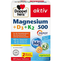 Produktbild von Doppelherz Magnesium 500 mit Vitamin D3 und K2 Depot Tabletten 60 Stück