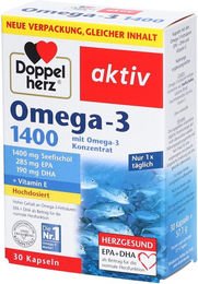 Doppelherz Omega-3 1400 Hochdosiertes Omega-3-Konzentrat mit Vitamin E Kapseln 30 Stück – Bild 1 von 2
