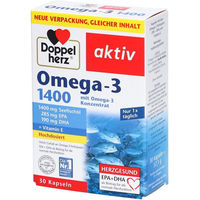 Produktbild von Doppelherz Omega-3 1400 Hochdosiertes Omega-3-Konzentrat mit Vitamin E Kapseln 30 Stück