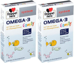 Doppelherz system OMEGA-3 family Lutschtabletten für Kinder und Erwachsene 120 Stück – Bild 1 von 1