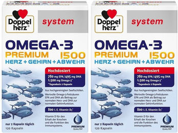 Doppelherz system Omega-3 Premium 1500 Kapseln laktosefrei und glutenfrei 120 Stück – Bild 1 von 1