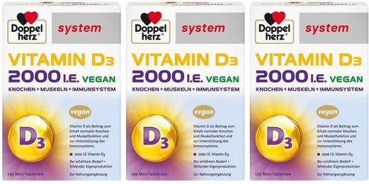Doppelherz system Vitamin D3 2000 I.E. Tabletten vegan 360 Stück – Bild 1 von 1