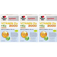 Produktbild von Doppelherz system Vitamin D3 + K2 2000 Tabletten vegan glutenfrei laktosefrei 360 Stück