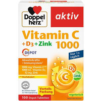 Produktbild von Doppelherz Vitamin C 1000 mg + D3 + Zink Depot Tabletten 100 Stück vegan vegetarisch