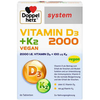 Produktbild von Doppelherz Vitamin D3 2000 und K2 Tabletten 60 Stück