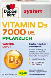 Doppelherz Vitamin D3 7000 I.E. pflanzlich vegan Tabletten 30 Stück – Bild 1 von 1