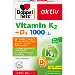 Doppelherz Vitamin K2 + D3 1000 I.E. Tabletten 30 Stück – Bild 1 von 1
