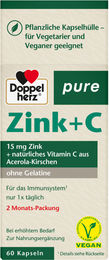 Doppelherz Zink + C pure Kapseln mit Bisglycinat, vegan, glutenfrei und laktosefrei, 60 Stück – Bild 1 von 1