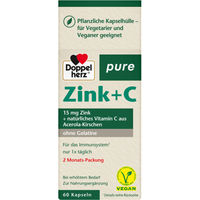 Produktbild von Doppelherz Zink + C pure Kapseln mit Bisglycinat, vegan, glutenfrei und laktosefrei, 60 Stück
