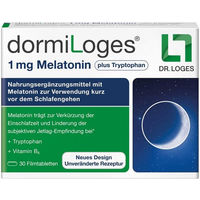 Produktbild von DormiLoges Melatonin 1 mg plus Tryptophan Tabletten 30 Stück