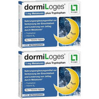 Produktbild von dormiLoges Melatonin 1 mg plus Tryptophan Tabletten 60 Stück