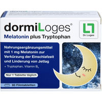 Produktbild von dormiLoges Melatonin und Tryptophan 1 mg Tabletten 60 Stück