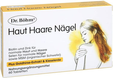 Dr. Böhm Haut Haare Nägel Tabletten mit Zink Biotin und Selen 60 Stück laktosefrei glutenfrei ohne Gelatine – Bild 1 von 2