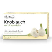 Produktbild von Dr. Böhm Knoblauch Tabletten mit Knoblauch-Extrakt 400 mg laktosefrei und glutenfrei 30 Stück