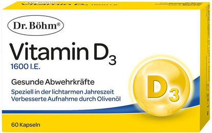 Dr. Böhm Vitamin D3 1600 IE Kapseln laktosefrei und glutenfrei 60 Stück – Bild 1 von 2