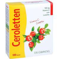 Produktbild von Dr. Grandel Ceroletten Vitamin C Lutschtabletten mit Acerola und Hagebutte glutenfrei laktosefrei hefefrei 100 Stück