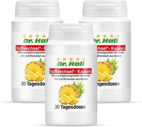 Dr. Hall Stoffwechsel-Kapseln mit Bromelain vegan 3er Pack – Bild 1 von 1