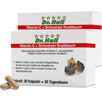 Produktbild von Dr. Hall Vitamin C und Schwarzer Knoblauch Kapseln, 2er Pack