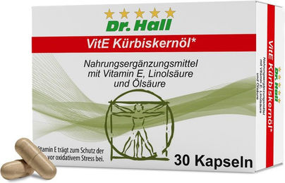 Dr. Hall VitE Kürbiskernöl mit Vitamin E Kapseln 30 Stück – Bild 1 von 1