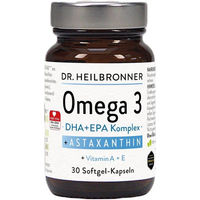 Produktbild von DR. HEILBRONNER Omega 3 mit Astaxanthin, Vitamin A und E Kapseln für Sportler, Schwangere und Stillende, 30 Kapseln