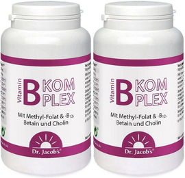 Dr. Jacob's B-Komplex Vitamin B6 B12 Methyl-Folat 5-MTHF Betain Cholin Kapseln vegan für Schwangere und Stillende 240 Kapseln – Bild 1 von 1
