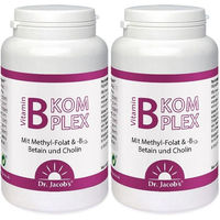 Produktbild von Dr. Jacob's B-Komplex Vitamin B6 B12 Methyl-Folat 5-MTHF Betain Cholin Kapseln vegan für Schwangere und Stillende 240 Kapseln