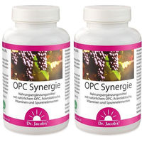 Produktbild von Dr. Jacob's OPC Synergie Traubenkernextrakt mit Grüner Tee und Vitamin C aus Acerola Kapseln vegan