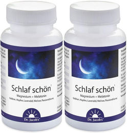 Dr. Jacob's Schlaf schön Melatonin Magnesium Baldrian Hopfen Lavendel Melisse Tabletten vegan 180 Stück – Bild 1 von 3