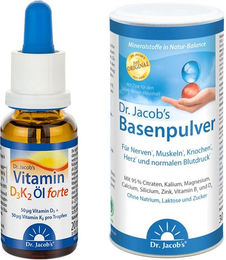 Dr. Jacob's Vitamin D3 K2 Öl forte mit 2000 IE Tropfen und Dr. Jacob's Basenpulver – Bild 1 von 1