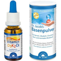 Produktbild von Dr. Jacob's Vitamin D3 K2 Öl und Basenpulver Original Set