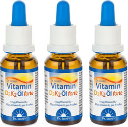 Dr. Jacob's Vitamin D3K2 Öl forte hochdosiert 2000 IE/50 mcg D3+K2 vegetarisch 640 Tropfen – Bild 1 von 1