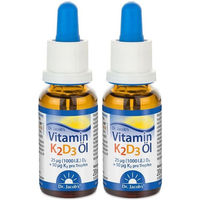 Produktbild von Dr. Jacob's Vitamin K2D3 Öl mit 1000 IE Vitamin D3 und 50 mcg Vitamin K2 Tropfen vegetarisch