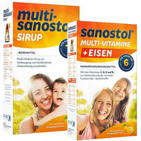 Produktbild von Dr. Kade Multi-Sanostol Sirup und Sanostol plus Eisen zuckerfrei für Kinder und Erwachsene