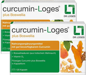Dr. Loges Curcumin-Loges plus Boswellia hoch bioverfügbare Kurkuma-Kapseln mit Weihrauch-Extrakt 240 Kapseln – Bild 1 von 2