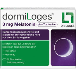Dr. Loges Dormiloges Melatonin und Tryptophan 3 mg Filmtabletten 60 Stück – Bild 1 von 3