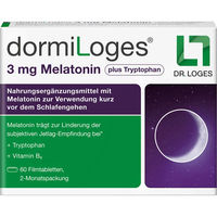 Produktbild von Dr. Loges Dormiloges Melatonin und Tryptophan 3 mg Filmtabletten 60 Stück