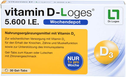 Dr. Loges Vitamin D Gel-Tabs mit 5.600 I.E. Lutschtabletten 30 Stück – Bild 1 von 1