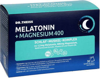 Dr. Theiss Melatonin und Magnesium 400 Schlaf-Muskel-Komplex Pulver vegan zuckerfrei glutenfrei laktosefrei – Bild 1 von 4